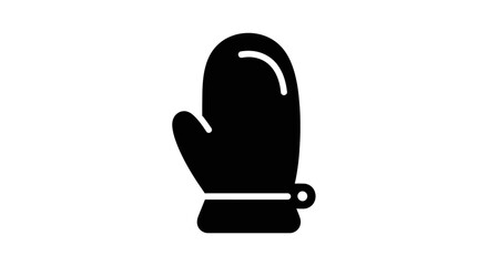 Oven mitt icon stands as a solid black graphic illustration representing kitchen safety and cooking. © yanto