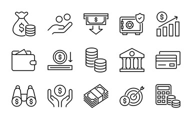Finance line icons set vector illustration. Editable stroke © Icon For You