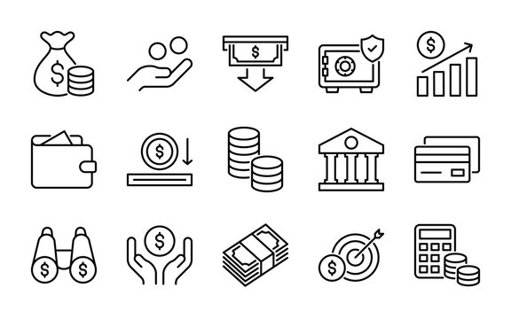 Finance line icons set vector illustration. Editable stroke