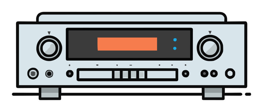 Home theater receiver front view vector illustration. Generative AI