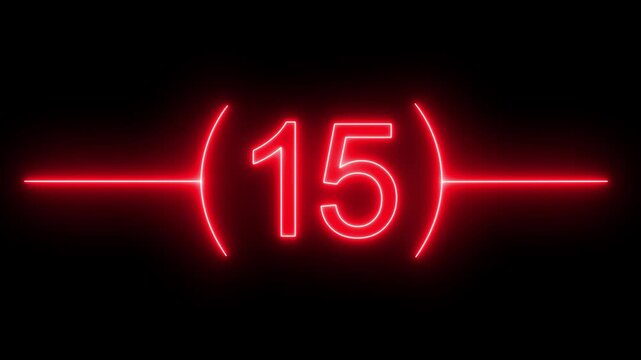 Neon light 20 seconds countdown animated. neon countdown timer. Countdown on black background Running dynamic light. Timer from 20 to 0 seconds. 20 seconds countdown.4k video motion graphic animation.