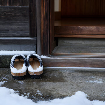 Yuki Geta Snow Clogs at Winter Entryway