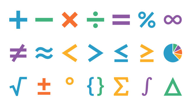 Mathematical symbols provide a comprehensive set of operators for educational and scientific computing applications.