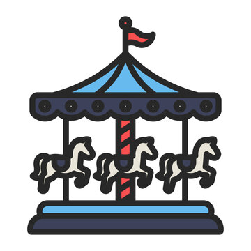 Carousel Ride Filled Line Icon