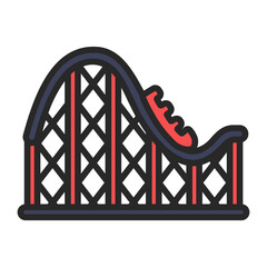 Roller Coaster Filled Line Icon © Arif