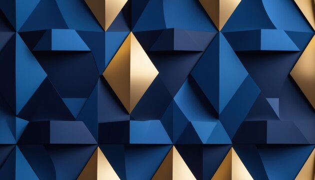 Geometric blue and gold pyramids arranged in tiled pattern