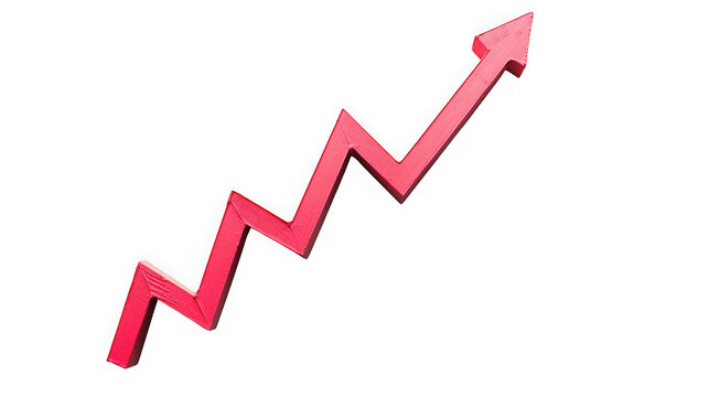 Arrow pointing upward in a zigzag pattern represents positive growth and financial success.