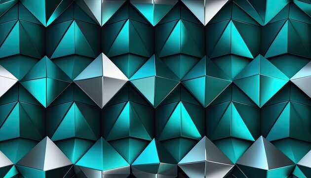 Teal pyramids forming repeating pattern on dark surface