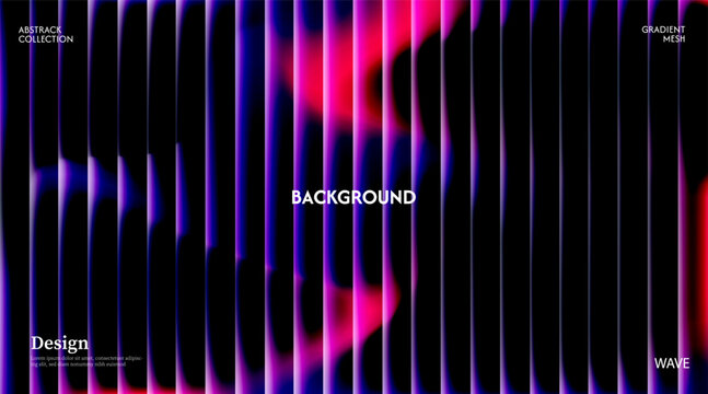 Dark purple glossy abstract background with striped effect. Wavy striped glass refraction.