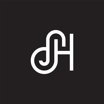 letter dh loop linked curves flow logo vector