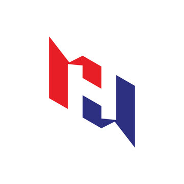 letter rnj simple geometric colorful logo vector