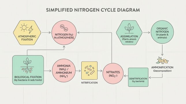 Simplified Nitrogen Cycle Diagram: Scientific Illustration for Education