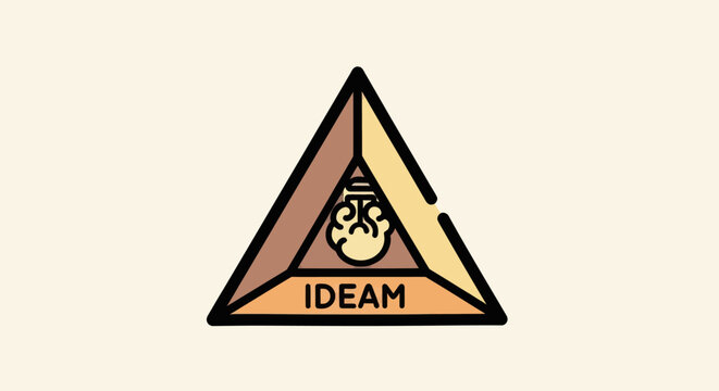 Abstract logo features a triangle surrounding a brain-like lightbulb with the word IDEAM