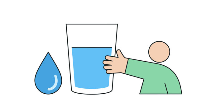 Person holding a glass of water.