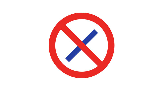 Prohibited Blue X Mark Symbol.