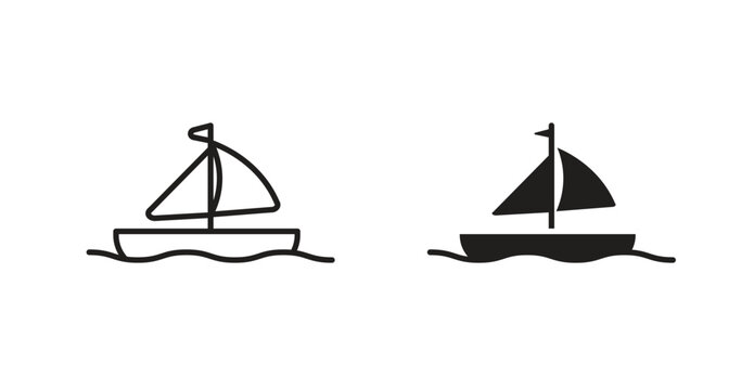 Sailboat line icon vector set.