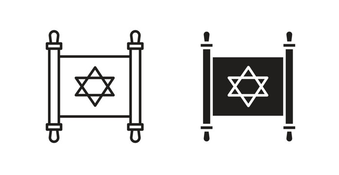 Scroll Torah line icon vector set.