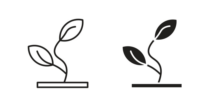 Seedling line icon vector set.