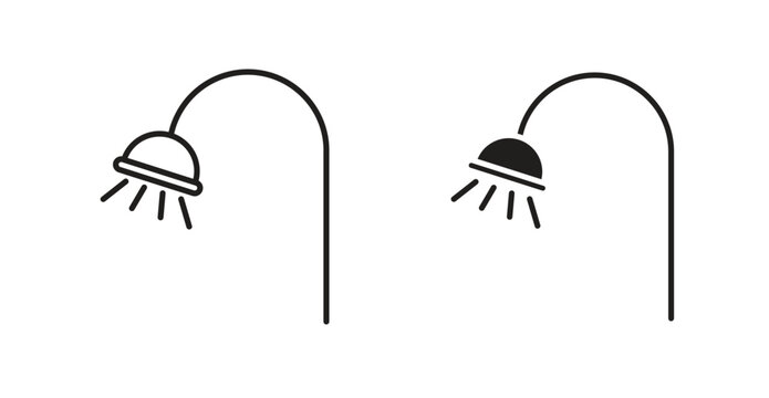 Shower line icon vector set.
