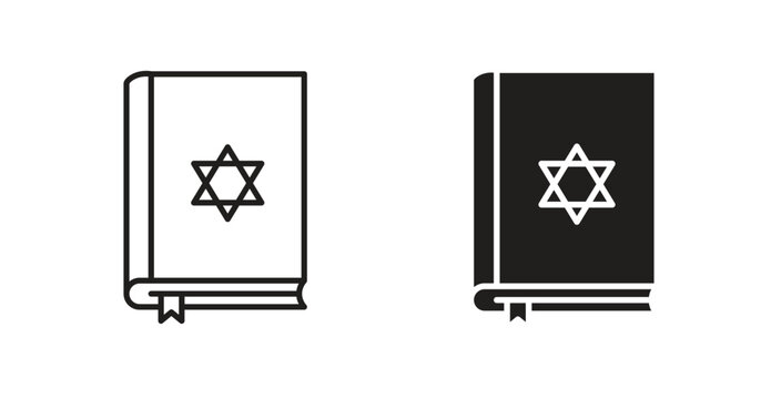 Tanakh book line icon vector set.