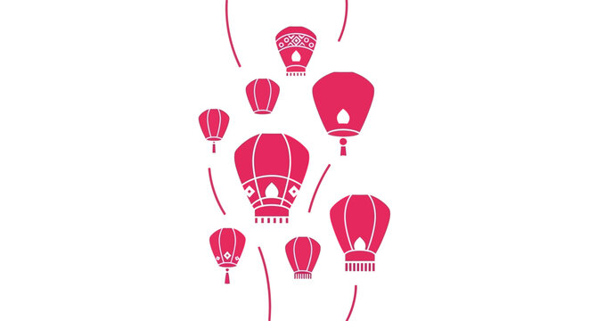 Red Chinese Lanterns Flying High.