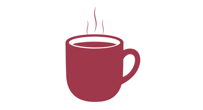 Red coffee mug with steam rising.