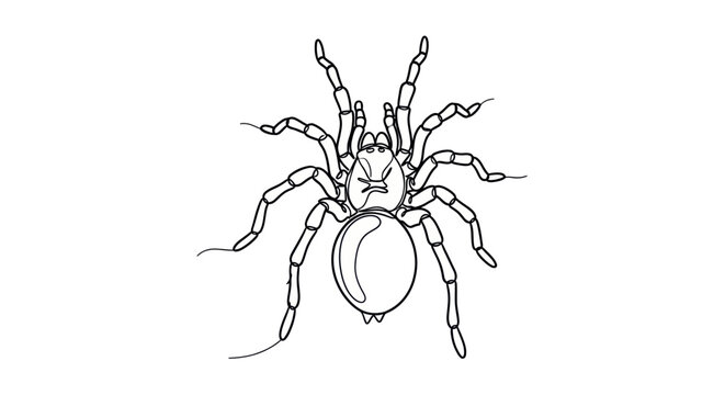 Tarantula spider illustration, detailed line drawing, isolated on white background