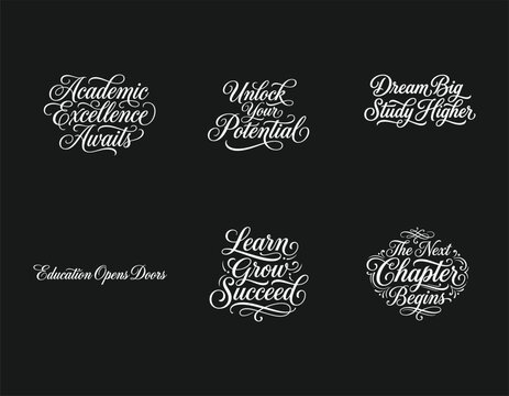 Collection of educational and motivational calligraphy quotes