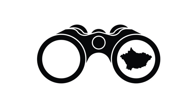 Black Binoculars Silhouette with Lanzarote Island Map Illustration for Travel and Tourism Search