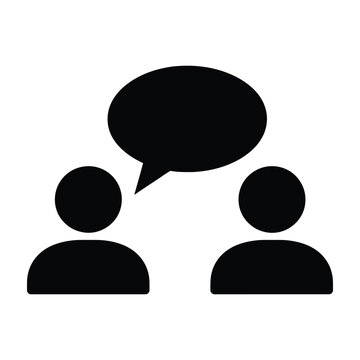 Two people talking in conversation with speech bubble