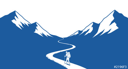 Person hiking on mountain trail path. © Amjad