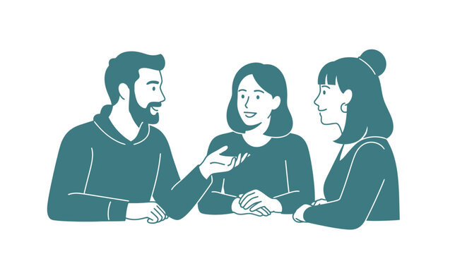 People talking in a meeting room.