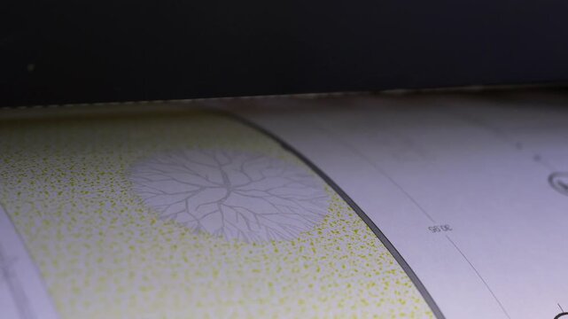 Close-up view of an architectural plan printed on a plotter