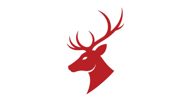 Red Deer Stag Antler Animal Logo.