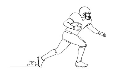 Fototapeta premium Rugby player, forward with ball set one line art.