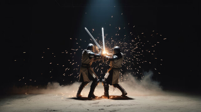 Underground hacker den with armored warriors, gritty fantasy battle, Unreal Engine 5 render