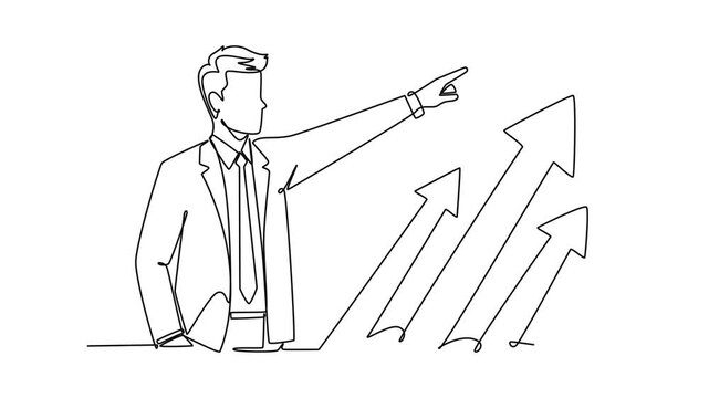Guiding the team toward growth and progress.Leaders concept. Single line draw design. Full length animation illustration. High quality 4k footage