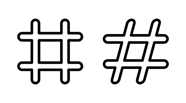 Hashtag icon set vector. hashtag sign and symbol