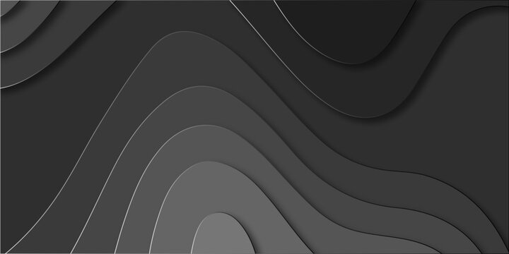 Vector minimal light element shadow landscape wave element curve graphic papercut design. Background with lines Modern black and gray carve wave line abstract luxury papercut background.