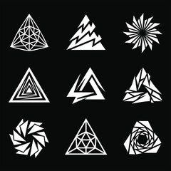 Obraz premium Abstract geometric vector logo set with sharp triangular designs