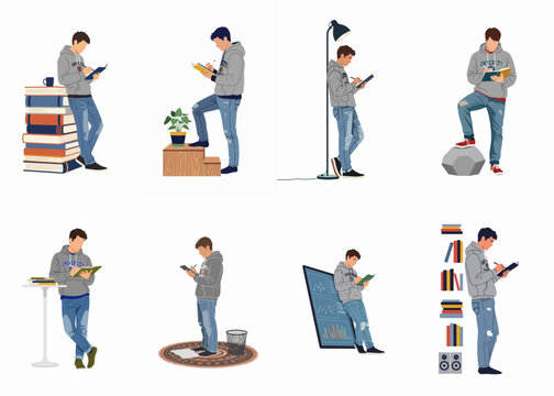 Set of elegant butler character illustrations in formal tuxedo uniforms performing service tasks including pouring wine and managing luxury hospitality duties.
