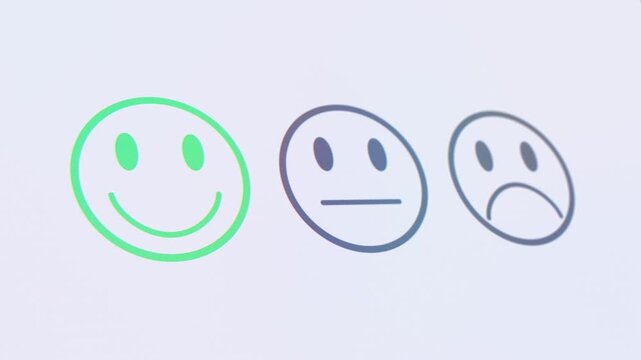Video animation of a fictional website showing a mouse pointer clicking on a Satisfied button (positive feedback) in a feedback survey. Business concept for online ratings.