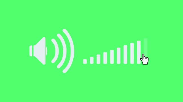 Video animation of a audio volume level control icon animation, sound volume slider interface - close-up.