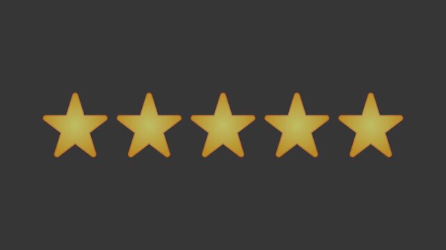 Video animation of a fictional website showing a mouse cursor clicking on a 1- to 5-star rating. Business concept for online star ratings.
