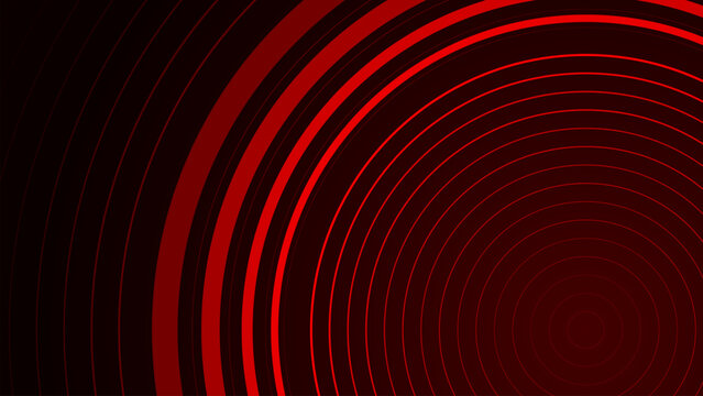 Abstract Red Concentric Circles on Black Background Vector Art