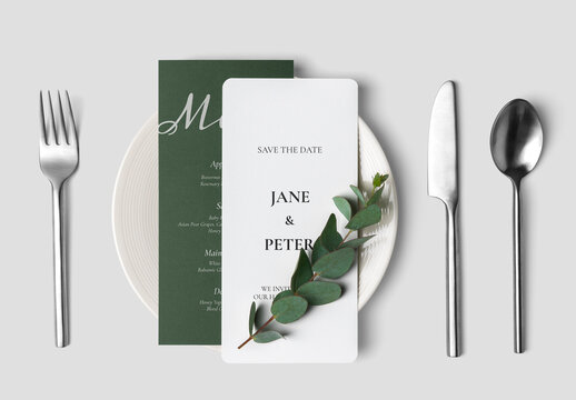 Elegant Wedding Invitation Card Mockup Setting PSD
