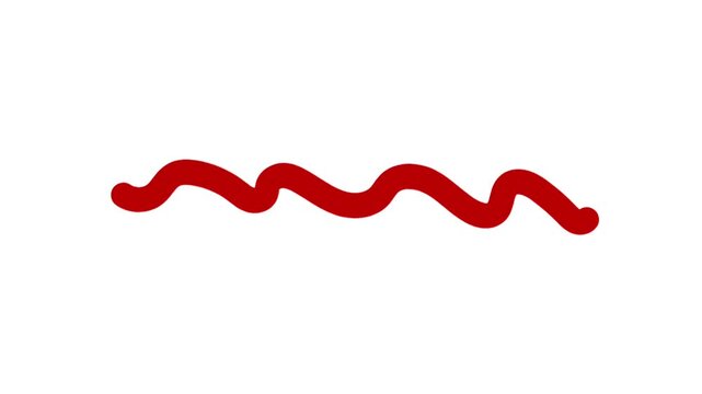red wavy brush stroke painted on white background animation