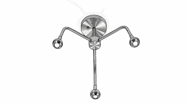 Modern silver ceiling lamp with three adjustable spotlights