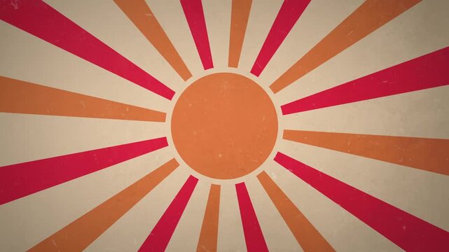 Retro sunburst background animation featuring vibrant orange and red rays radiating from a central circle