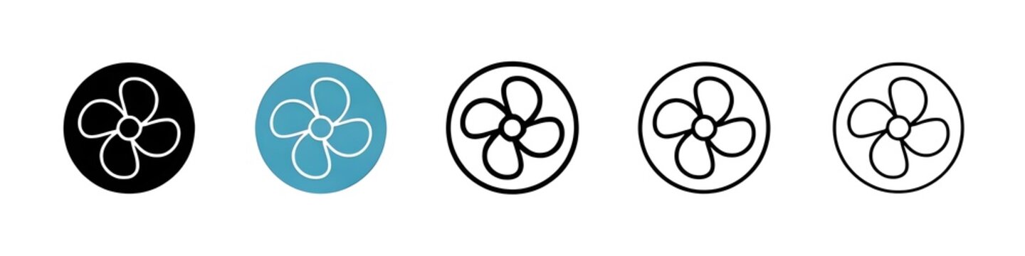Fan line icon vector set. Thin line customizable illustration. Contour symbol. Vector isolated outline drawing. Editable stroke